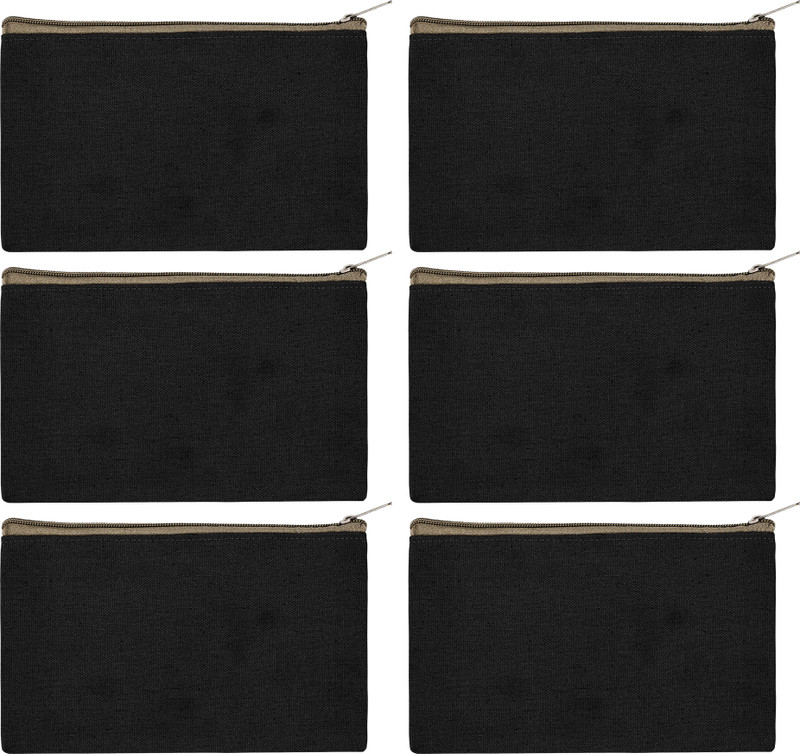 MadeInGarden Multipurpose Cotton Canvas Makeup Pouch with Zipper (Pack of 6) Cosmetic Bag(Pack of 6)