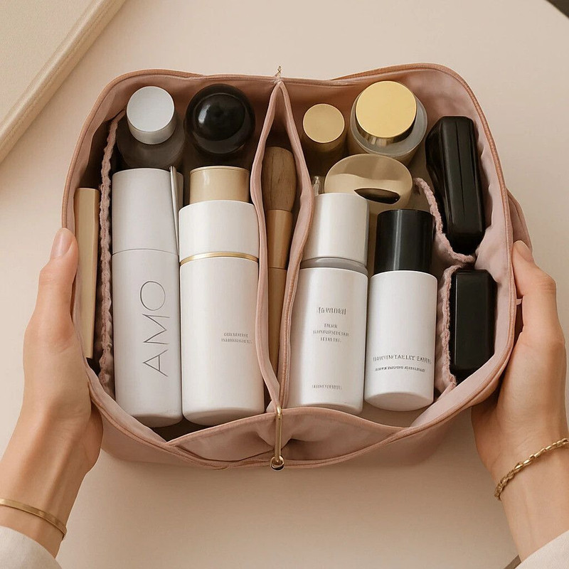 heboo Stylish_Elegant Travel Makeup Bag with Handle – Perfect for Storing Cosmetics Cosmetic Bag