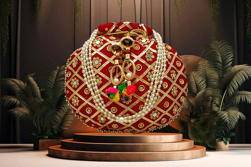 lookingfab Potli Matka-03 ( Maroon ) Potli