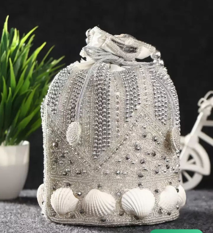 Alzius Pearl Seashell Embroidery Potli