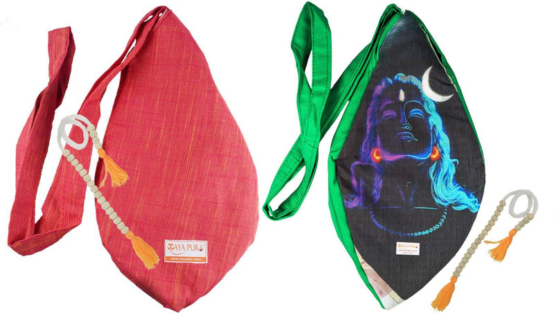 SANTIPURI Adiyogi Lord Shiva Printed Gomukhi Chanting Bag, with Sakshi Mala Counter(Green) Potli