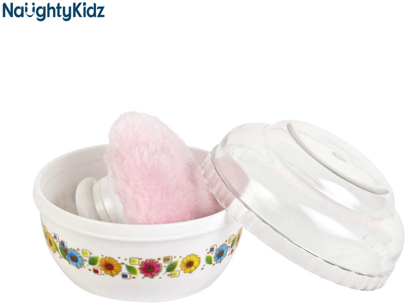 naughty kidz Premium Baby Skin Care Baby Powder Puff with Box Holder Container for New Born and Kids for Baby Face and Body.(Pink)