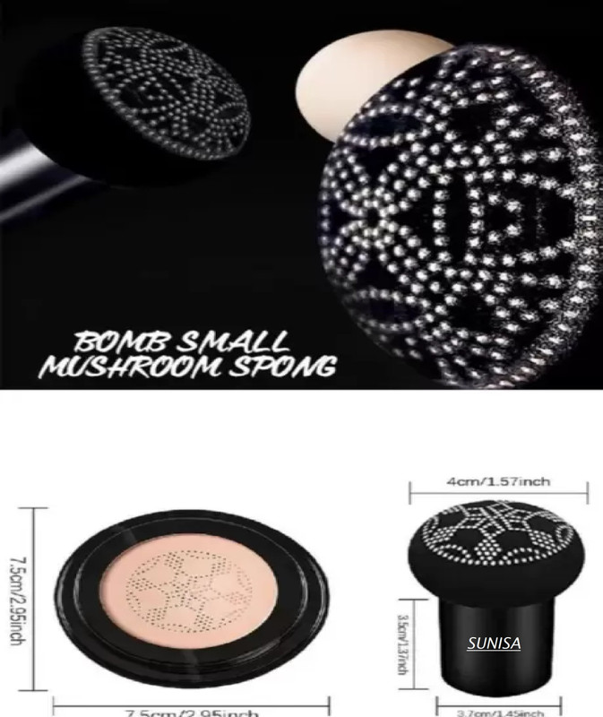 sunisa Mashroom Head Air Cusion Soft Moisurising soft powder puff(Black)