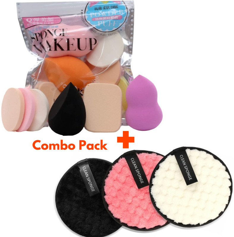 Haan Beauty Blender 1Pkt | Makeup Remover Puff 1PC makeup Combo for Girls(Multicolor)