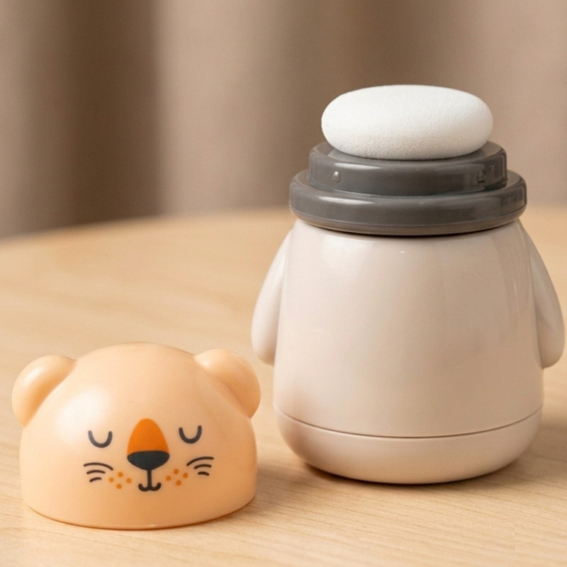 Charmpeak Teddy Shape Baby Powder Puff & Container – Ultra Soft Puff for New Born & Kids(Multicolor)