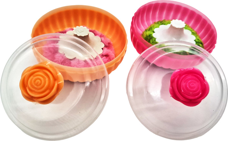 lookat Premium Powder Case with Puff Baby Powder Puff Set of 2(Multicolor)