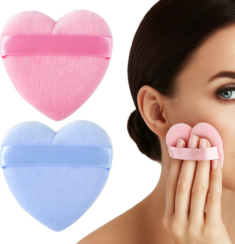 Gleva Heart Shaped 4 Pcs Powder Puff Soft Foundation Face Makeup Sponges for Women(Multicolor)