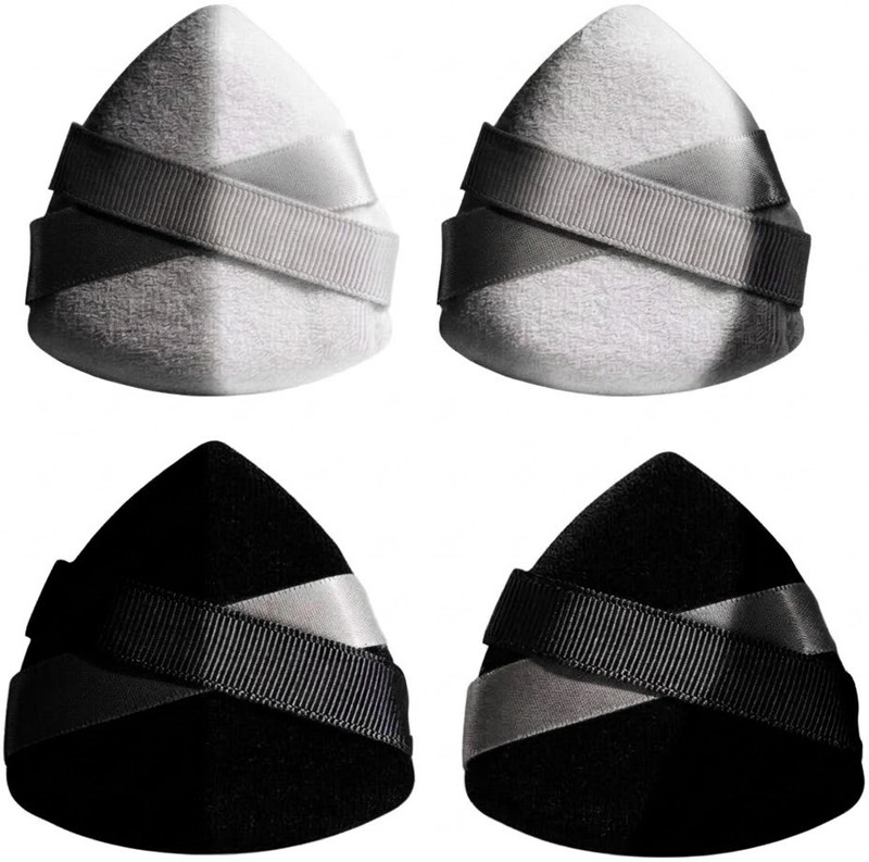 MOLLY MINX 4PCS Triangle Powder Puff Set with Finger Strap – Soft Makeup Applicator Sponges(4 Different color)