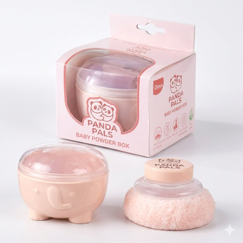 Bachpan Soft Baby Powder Puff Box Hygienic Container Applicator for Newborn(Pink)