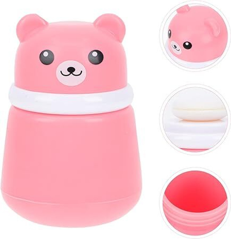 Ycam Portable Baby Powder Puff Jar – Cute Bear Shape”(Multicolor)