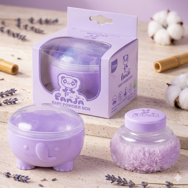 Bachpan Baby Powder Box with Puff Soft Cotton Newborn Safe Powder Container(Purple)