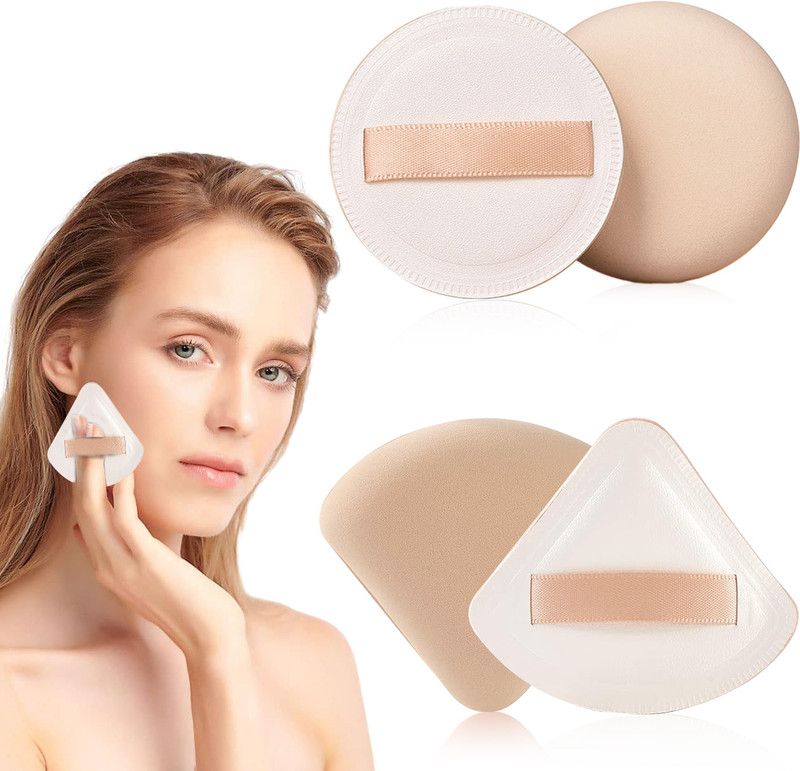 Zibuyu 2pcs Makeup Sponge Beauty Blender Sponge Ultra Soft Triangle Round Powder Puff(White)