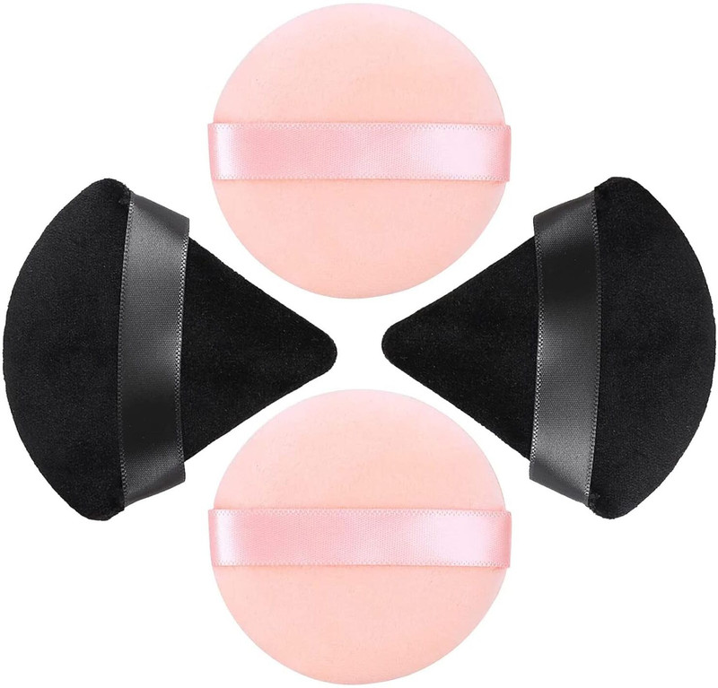 My Colors 4 Pack Puff Powder - Triangle Round Powder Puffs for Face Powder Body Powder(Multicolor)