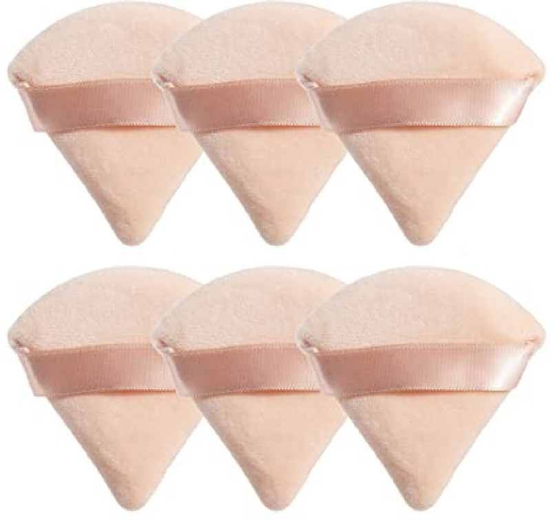 balaan's beauty bazar 6 Pieces Pure Cotton Powder Puff, Triangle Wedge Shape Beauty Makeup Tools puff(Beige)