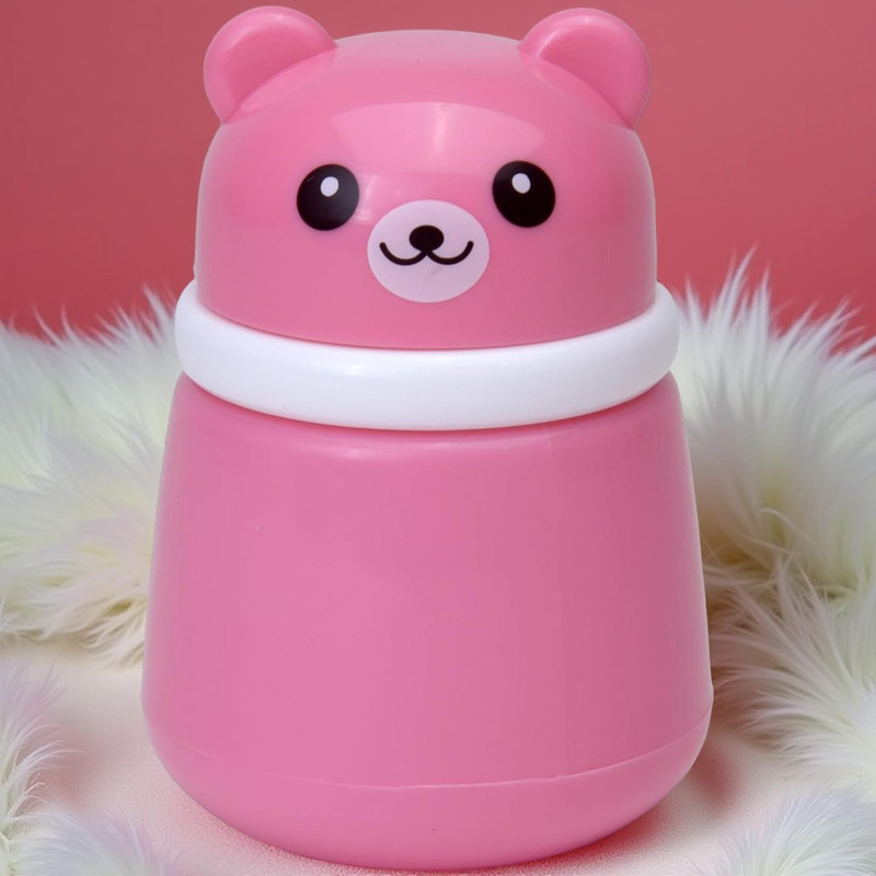 Bachpan Soft Puff Bottle for Baby Powder – Cute Bear Travel-Friendly Dispenser(Pink)