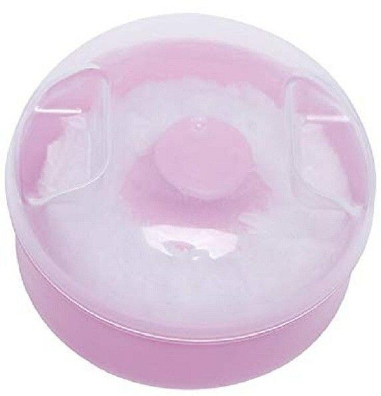 SBTs Baby Soft Fluffy Portable Powder Puff With Cute Transparent Box Case Kit (Pink)(Pink)