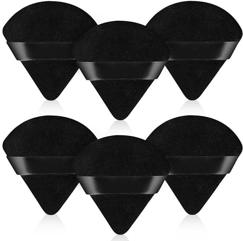 El Syco 6 PC Powder Puff Face Makeup Sponge Loose Foundation Blending Sponges Wet & Dry(Black)