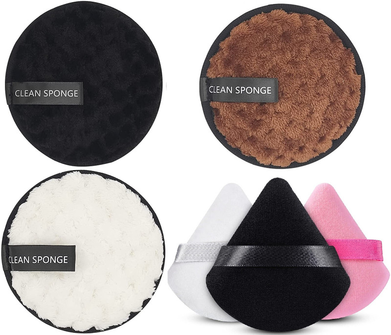 ROODILES Round & Triangle Powder Puff Combo Set of 6 – Dual-Shape Beauty & Remover Sponge(Multicolor)