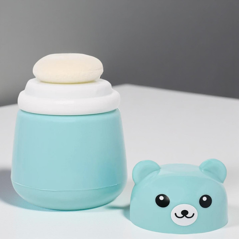 Bachpan Soft Puff Bottle for Baby Powder – Travel‑Friendly Cute Bear Dispenser(Blue)