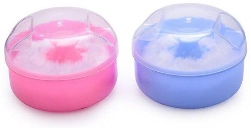 SBTs 2 PCS Baby Powder Puff Box Bath Powder Case Container Multi Design(Multicolor)