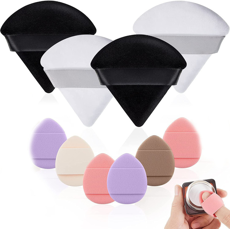 KIRA 4Pcs Triangle Makeup Puff, 6Pcs Finger Puff, for Beauty Blender Makeup Tool(Multicolor)