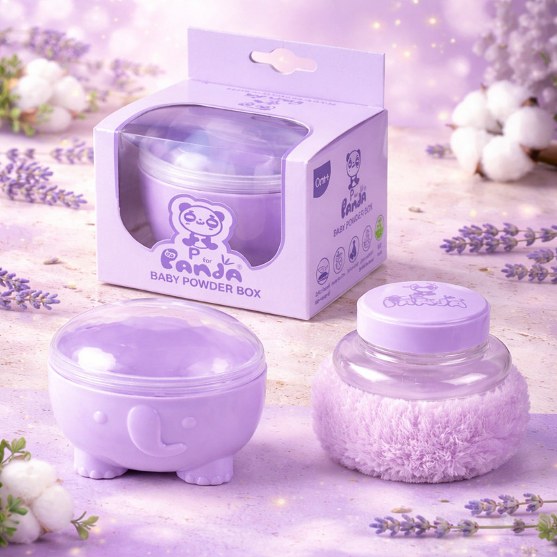 Bachpan Soft Baby Powder Applicator for Kids with Puff Box Travel Friendly Case(Purple)
