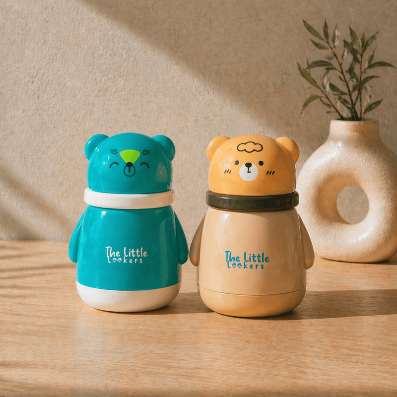 The Little Lookers Portable Baby Powder Puff with Box Holder Container for Newborn & Kids(Skin, Green)