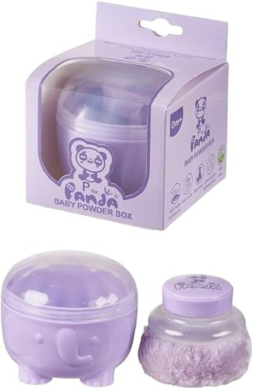 TENIYU Panda Baby Powder Box with Soft Puff | Safe Non-Toxic Baby Care (Purple)(Purple)