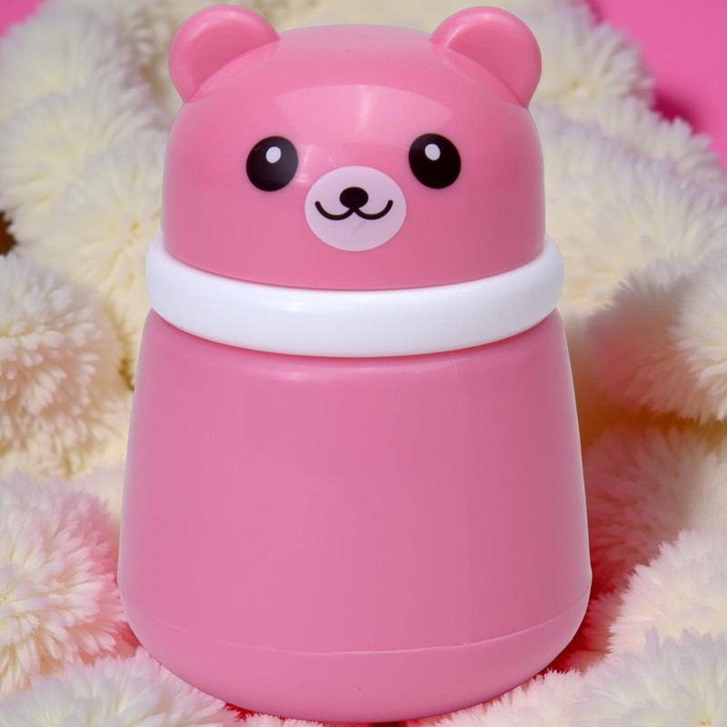 Bachpan Bear Shape Powder Dispenser Bottle – Cute Baby Puff for Gentle Skin Care(Pink)