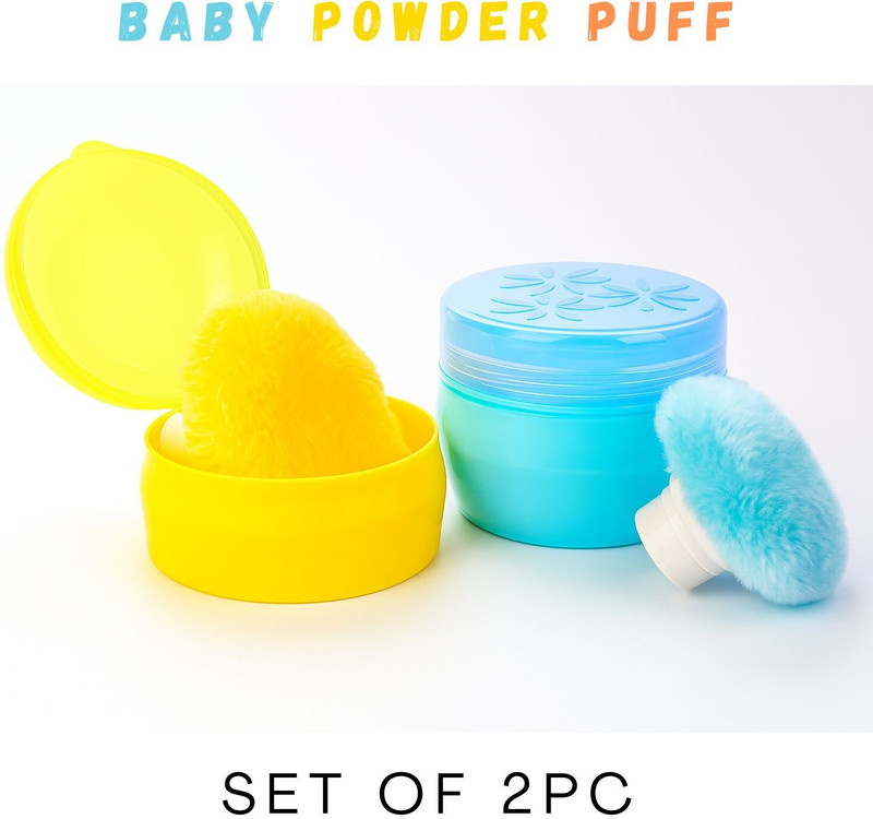 City Creations Baby Powder Puff Combo Yellow & Blue(Yellow, Blue)