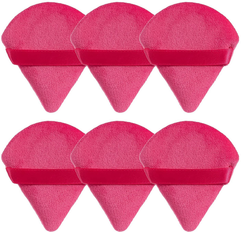 balaan's beauty bazar Pink 6 Pc Makeup Puff Soft Powder Sponge Foundation Triangle Sponge with Strap(Pink)