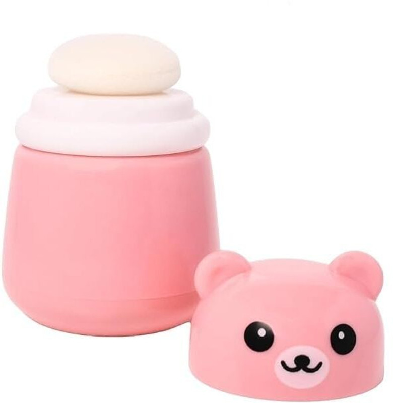 S S Enterprises Baby Powder Puff Box with Soft Sponge | Cute Bear Design | Refillable(Powder Container for Kids ( multicolour) Multicolor)