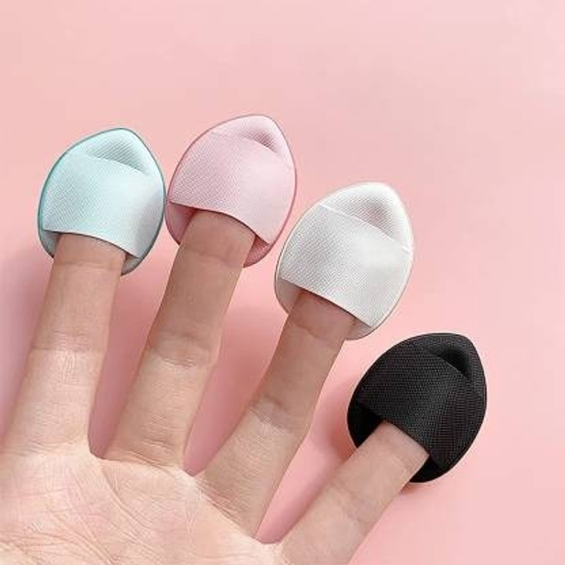 banira Mini Finger Powder Puff 4 pcs Finger Makeup puff beauty blender Sponges,(Multicolor)