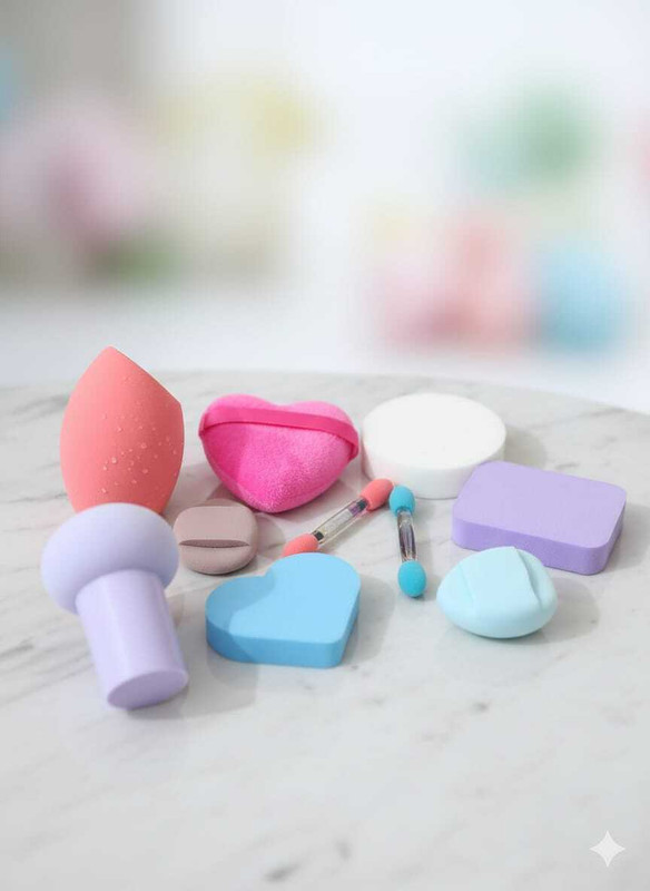 ELPPA SoftBlend Pro 8-in-1 Makeup Sponge & Powder Puff Set for Flawless Face Finish(Multicolor)