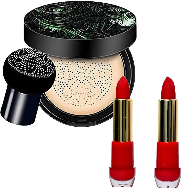 glowease Combo of Face Powder Foundation and 2 Lipstick(Multicolor)