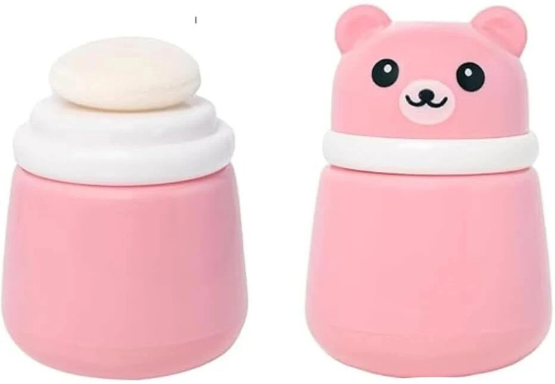 PAX PARROT Baby Powder Puff, Bear Design,4 PaxParrot Characters Stickers(Pink)