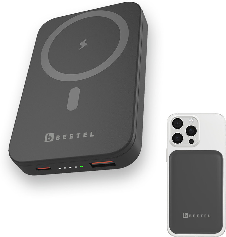 Beetel 10000 mAh 22.5 W Wired & Wireless With MagSafe Compact Pocket Size Power Bank(Black, Lithium Polymer, Fast Charging, Power Delivery 3.0 for Mobile, Tablet, Smartwatch, Earbuds, Speaker)