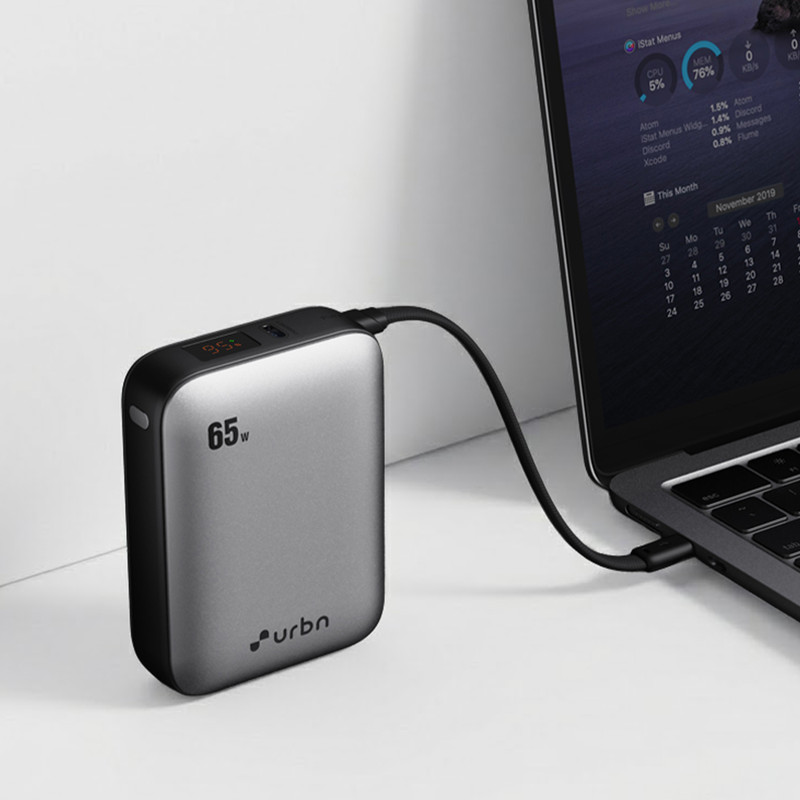 URBN 20000 mAh 65 W Nano Pocket Size Power Bank(Silver, Lithium, Fast Charging for Mobile, Earbuds)