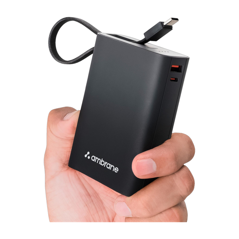 Ambrane 20000 mAh 22.5 W Compact Pocket Size Power Bank(Black-Grey, Lithium Polymer, Fast Charging, Power Delivery 3.0, Quick Charge 3.0 for Mobile, Earbuds, Smartwatch, Tablet)