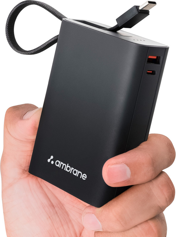 Ambrane 20000 mAh 22.5 W Power Bank(Black-Grey, Lithium Polymer, Power Delivery 3.0, Power Delivery 3.0 for Mobile)