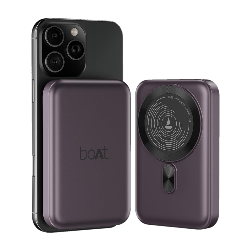 boAt 10000 mAh 22.5 W Wireless With MagSafe Compact Pocket Size Power Bank(Purple, Lithium Polymer, Fast Charging, Quick Charge 3.0 for Mobile)
