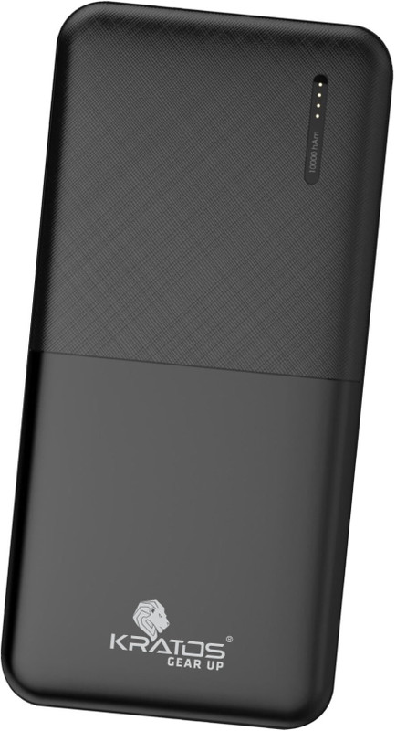 Kratos 10000 mAh 12 W Compact Pocket Size Power Bank(Black, Lithium Polymer, Fast Charging for Mobile, Earbuds, Speaker, Trimmer, Tablet)