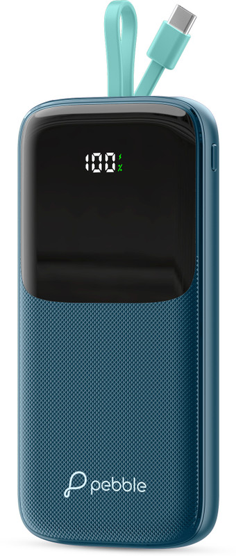 Pebble 10000 mAh Ultra Compact Pocket Size Power Bank(Blue, Lithium Polymer, Fast Charging for Mobile)