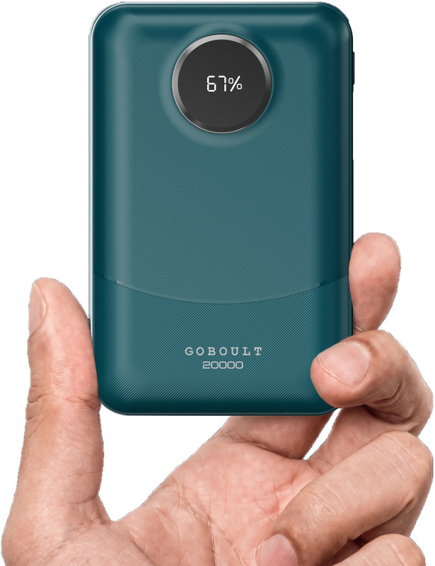 GOBOULT Ampvault V20 20000 mAh 22.5 W Compact Pocket Size Power Bank(Teal, Lithium Polymer, Fast Charging for Earbuds, Mobile, Smartwatch, Speaker, Tablet, Trimmer)