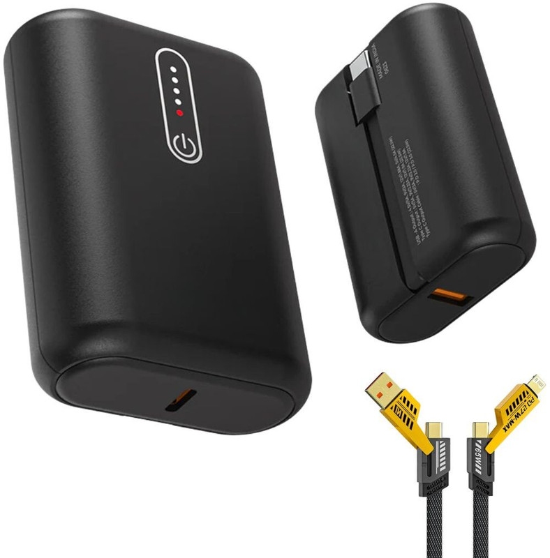 uddo 10000 mAh 45 W Mini Pocket Size Power Bank(22.Watt Supervooc,Warp,Dash, 20Watt PD Output, TypeC InbuiltCable, Free 4in1 Cable, Lithium Polymer, for Mobile, Tablet)