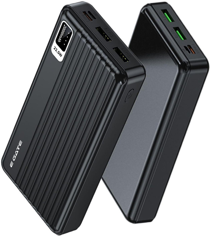 Egate 20000 mAh 22.5 W Compact Pocket Size Power Bank(Black, Lithium Polymer, Fast Charging for Mobile, Tablet, Smartwatch)