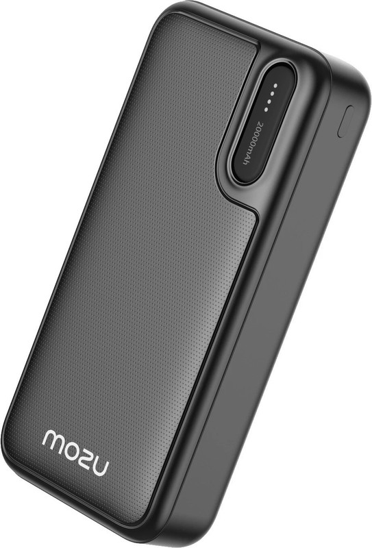 Mozu 20000mAh Power Bank: Fast Charging, Pocket-Sized, Black