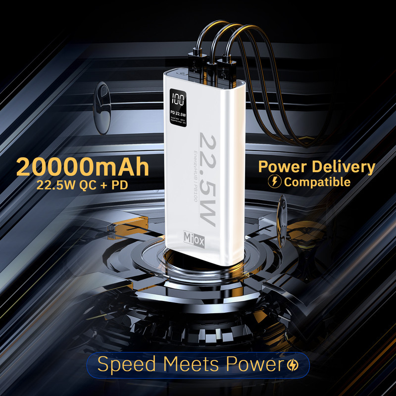 MIOX 30000 mAh 22.5 W Slim Power Bank(White, Lithium Polymer, Power Delivery 3.0, Quick Charge 4.0 for Mobile, Laptop, Tablet)