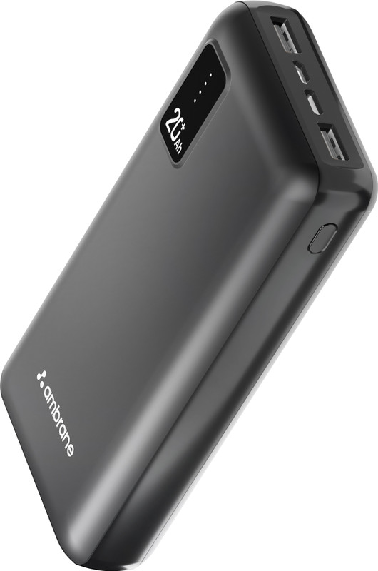 Ambrane 20000 mAh 10.5 W Compact Pocket Size Power Bank(Black, Lithium Polymer, Fast Charging for Earbuds, Laptop, Mobile, Smartwatch, Tablet, Trimmer)