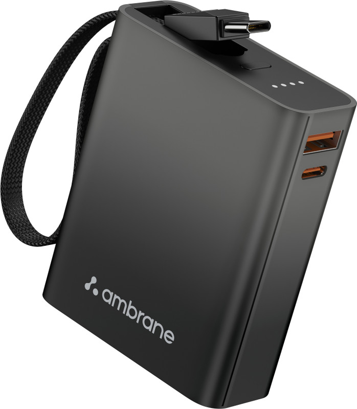 Ambrane 10000 mAh 22.5 W Ultra Compact Pocket Size Power Bank(Black, Lithium Polymer, Power Delivery 3.0, Quick Charge 3.0 for Mobile)